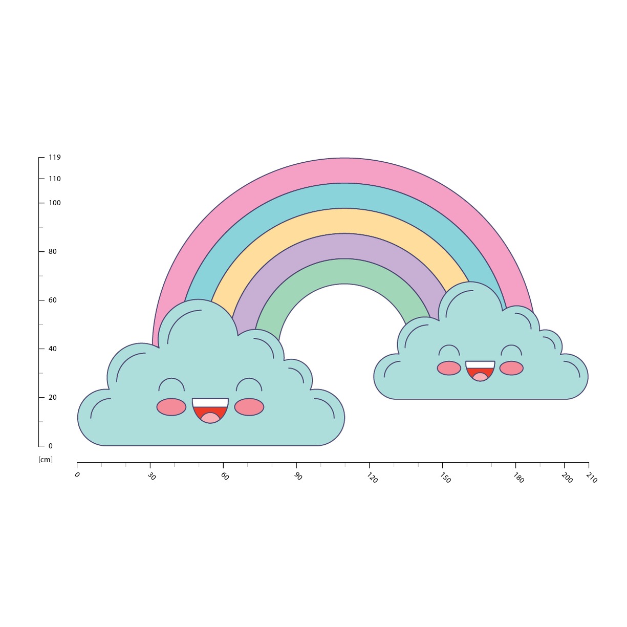 glücklich Wolken Regenbogen Wandtattoo | WS-50822 eBay