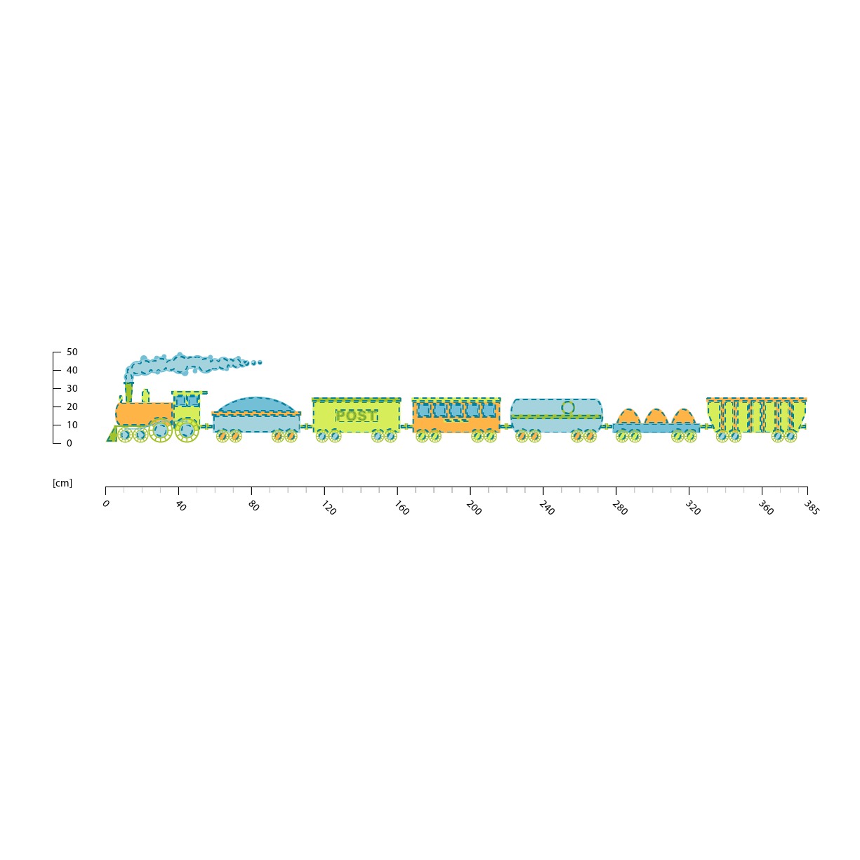 Treno verde blu bambini Adesivo Murale WS-47158