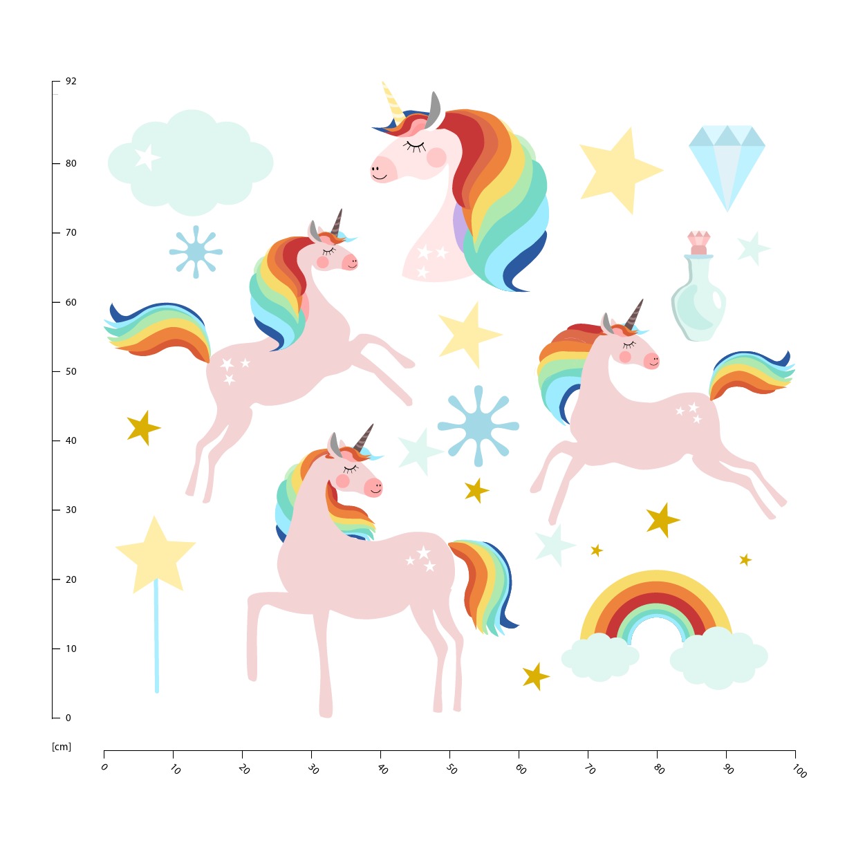 Rainbow e Unicorno Set Di Adesivi Murali WS-50633
