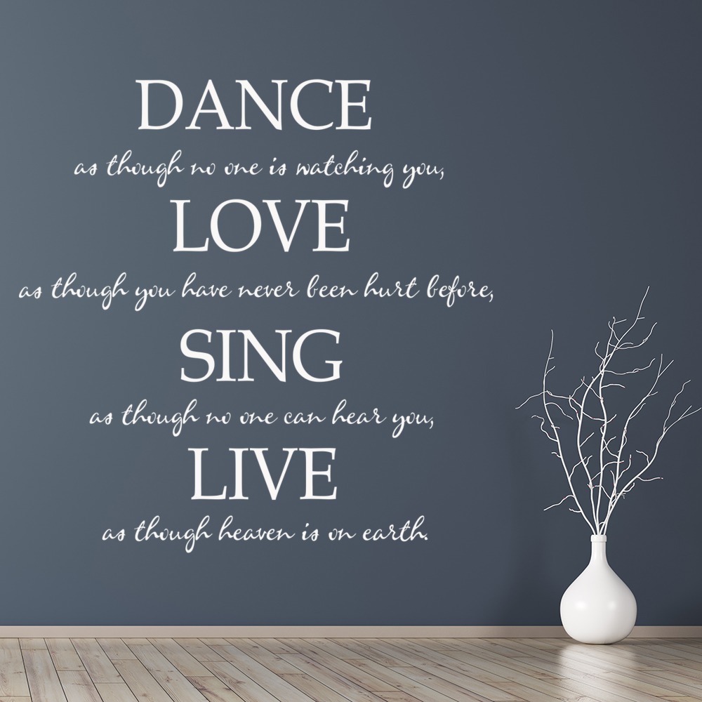 Danse Aime Chante Vis Citation Inspiree Sticker Muraux Ws Ebay