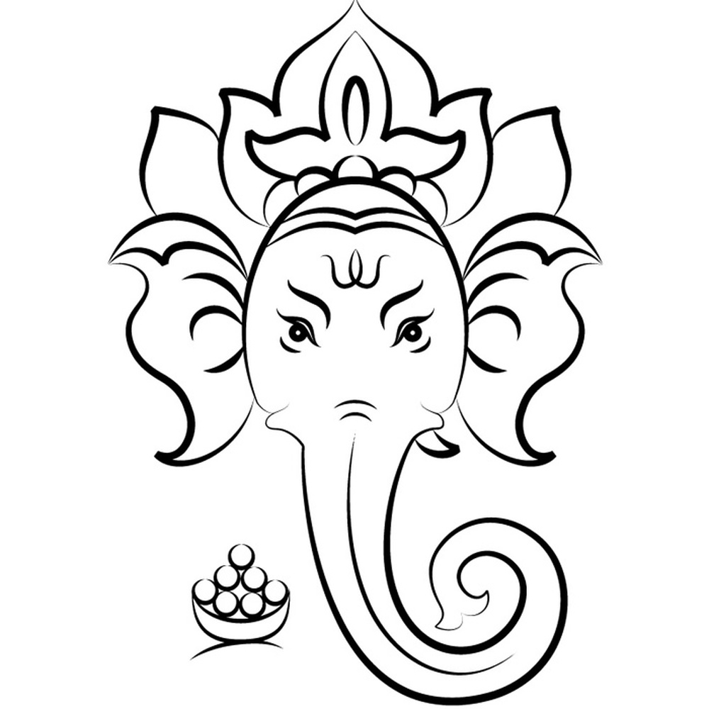 Ganesha Hindu God Outline Rest of the World Wall Stickers Home Decor ...