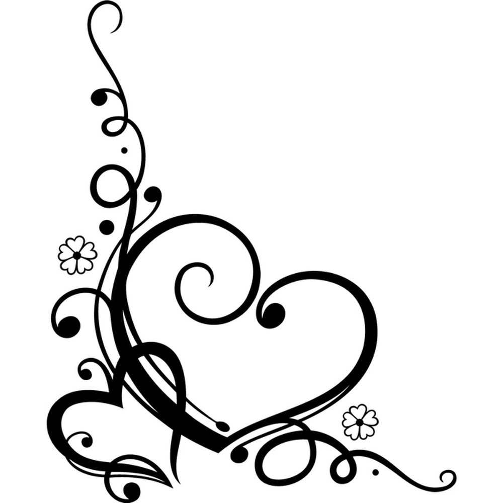 Love Heart Swirls And Flowers Corner Piece Love Hearts Wall Stickers ...