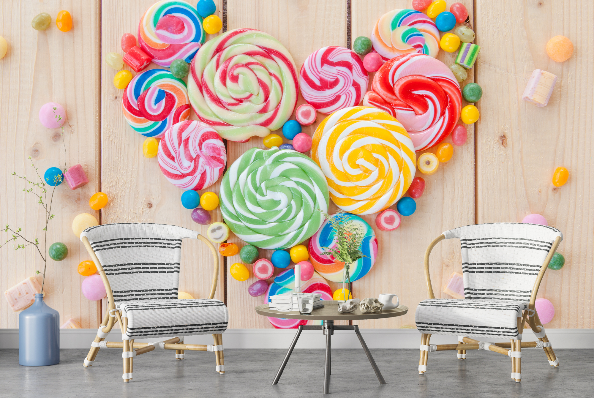 Sweets Candy Heart Wall Mural Food Drink Photo Wallpaper 