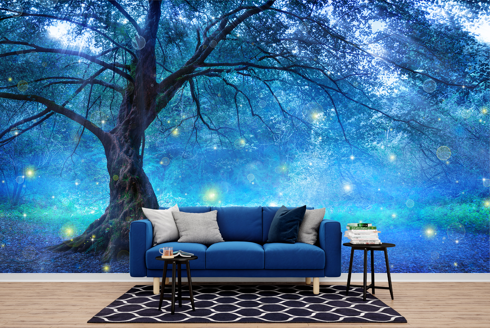 Details About Blue Fairy Tree Wall Mural Fairytale Forest Photo Wallpaper Girls Bedroom Decor