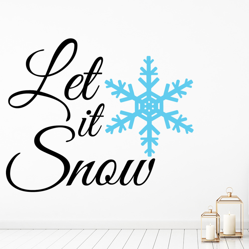 Laissez Le Neige Citation De Flocon De Neige De Noel Sticker Muraux Ws Ebay